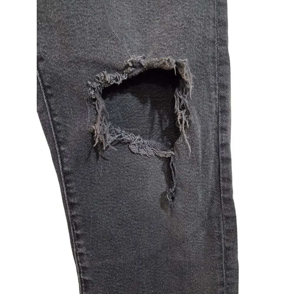 Levis Womens Jeans Black Size 30 Wedgie Straight Denim Stretch Cotton Distressed - Picture 4 of 11